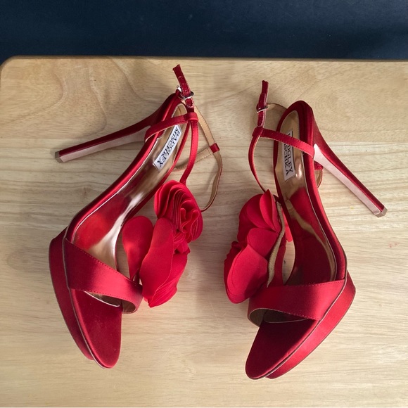 Badgley Mischka “Randee” Red Satin Stiletto Heel Shoe - Picture 5 of 9